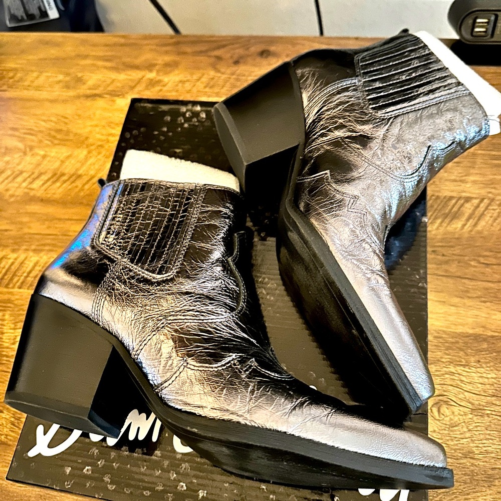 Sam Edelman Silver Western Booties